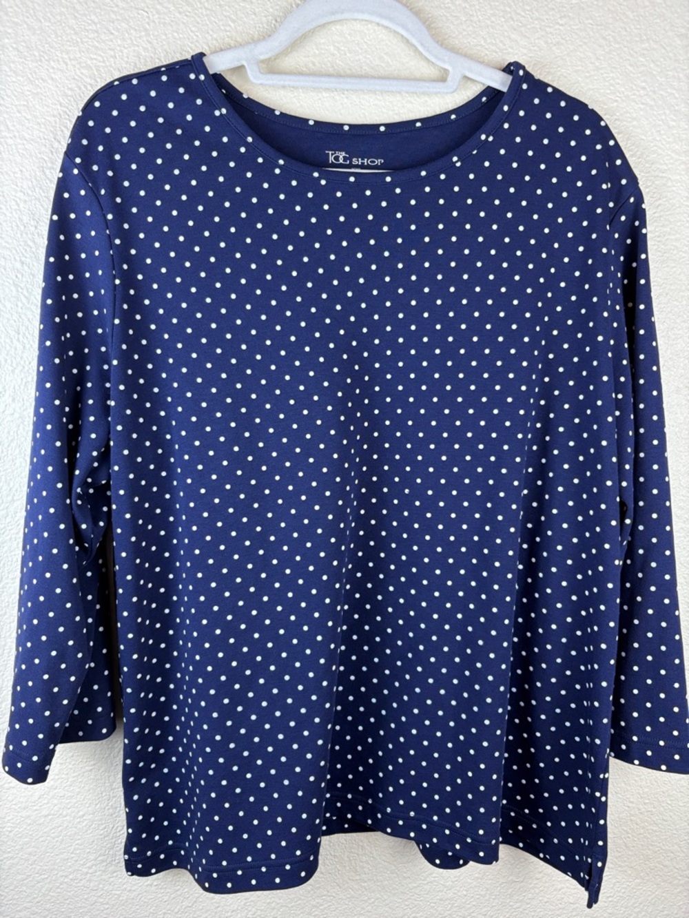 The TOG Shop Women's Navy Polka Dot 3/4 Sleeve Size XXL